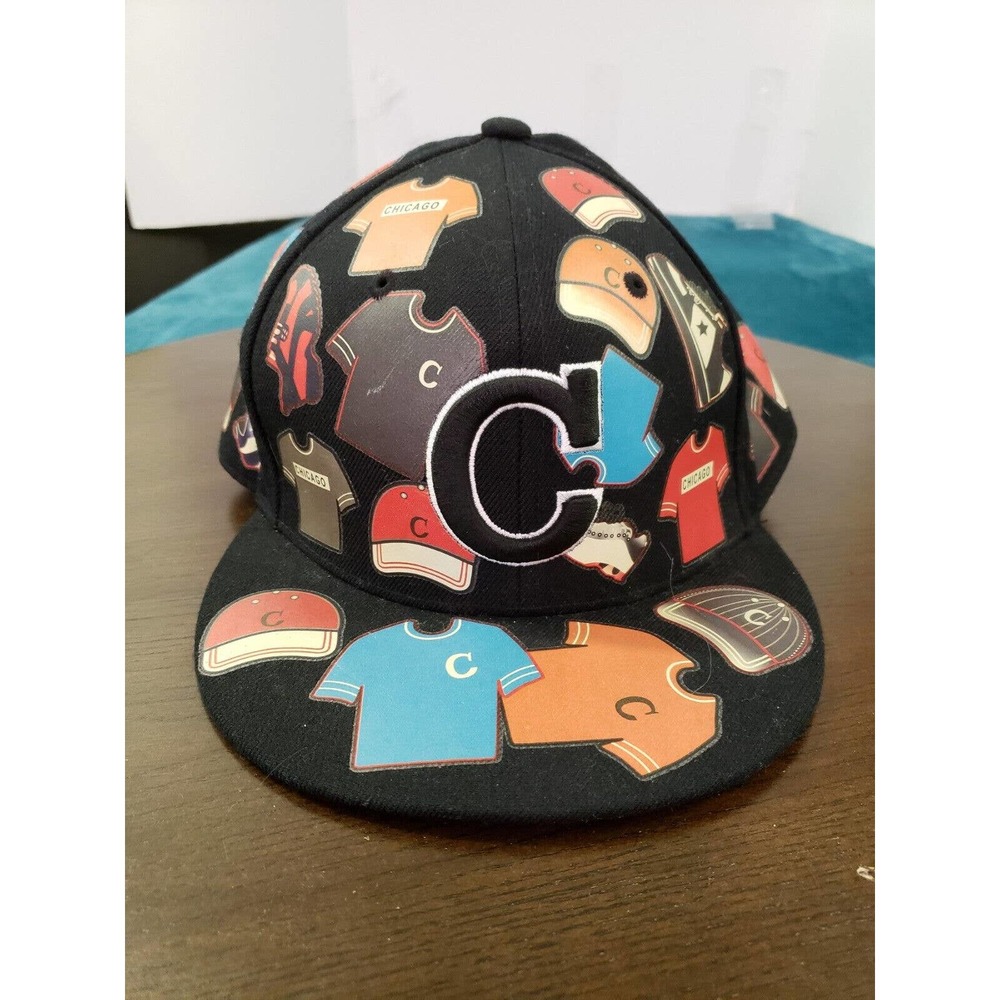 Chicago Cubs Flat Cap By Top Pro Mens Black Fitted Baseball Hat Cap Size XXL MLB